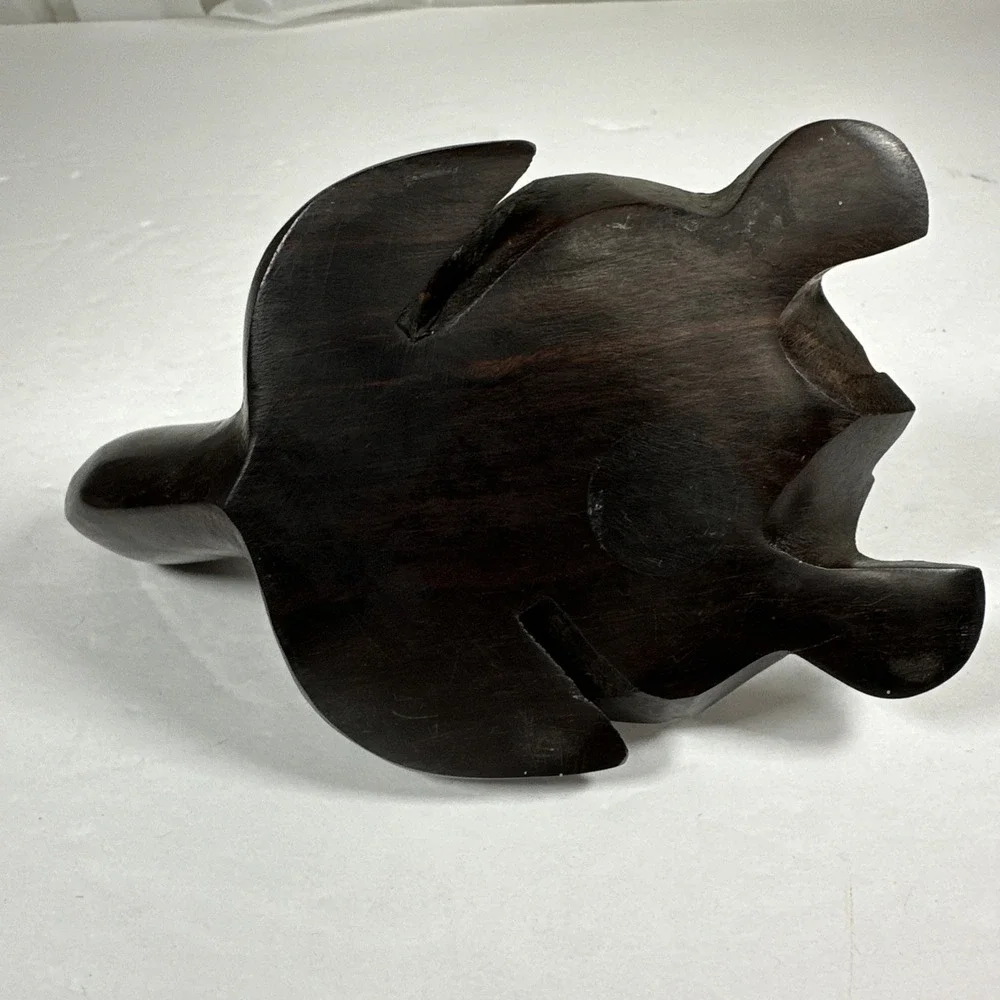 Carved Ironwood Sea Turtle Dark Wood Handmade Figurine 5
